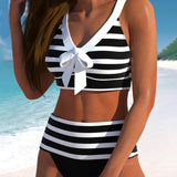 Laluna® | Bikini Streifen mit Hoher Taille