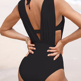 Luxe Shaping Badeanzug mit tiefem V-Ausschnitt