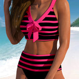 Laluna® | Bikini Streifen mit Hoher Taille
