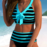 Laluna® | Bikini Streifen mit Hoher Taille