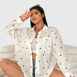 Rhiannon | Bestickte Baumwollbluse mit Herzen
