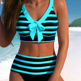 Laluna® | Bikini Streifen mit Hoher Taille