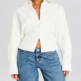 Grace | Drapierte Bluse mit Knöpfen