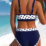 Bikini mit Hoher Taille Liesbeth im Patchwork-Design mit Punkten