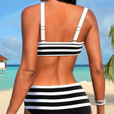 Laluna® | Bikini Streifen mit Hoher Taille