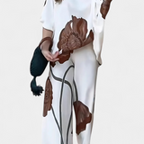 Lucia | Zweiteiliges Blumen-Set mit Off-Shoulder und Geraden Hosen