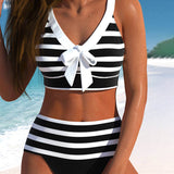 Laluna® | Bikini Streifen mit Hoher Taille