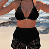 Laluna® | Eleganter Bikini aus einfarbigem Spitze