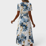 Linda | Midi-Kleid mit Blumenmuster und Wickelgürtel