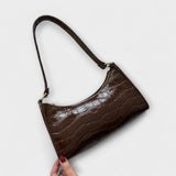 Glänzende Lederhandtasche Olivia