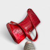 Glänzende Lederhandtasche Olivia