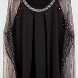 Florina | Elegante Bluse mit Tüllärmeln und Strassdetails