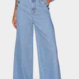 Cecilia | Ludovica Komplett aus Denim mit Enganliegendem Weste und Weiten Jeans