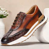 Lorenzo — Handgefertigte Leder-Sneaker mit Krokodildetails