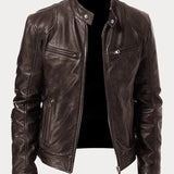 Enzo | Schwarze Lederjacke für Motorradfahrer - Klassischer Stil