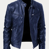 Enzo | Schwarze Lederjacke für Motorradfahrer - Klassischer Stil