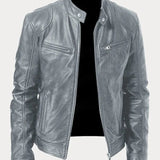 Enzo | Schwarze Lederjacke für Motorradfahrer - Klassischer Stil