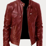 Enzo | Schwarze Lederjacke für Motorradfahrer - Klassischer Stil
