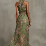 Livia | Elegantes Maxikleid mit floralem Halter