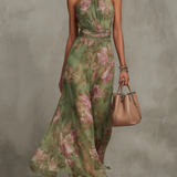 Livia | Elegantes Maxikleid mit floralem Halter