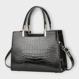 Olivia - Handtasche aus glänzendem Leder im Krokodil-Look