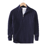 Anthony | Pullover mit halbem Reißverschluss und Twist-Muster