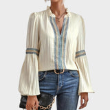Isla | Vintage-Bluse mit V-Ausschnitt und feinen Details