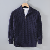 Anthony | Pullover mit halbem Reißverschluss und Twist-Muster