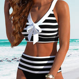 Laluna® | Bikini Streifen mit Hoher Taille