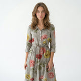 ESTELA | MIDI-KLEID MIT BLUMENMUSTER