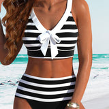 Laluna® | Bikini Streifen mit Hoher Taille