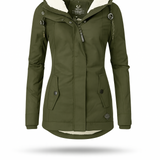 Soraya | Lange wasserdichte Jacke mit Kapuze und Futter