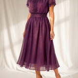 Flavia | Maxi Kleid mit Tropfenausschnitt und Spitzenrand