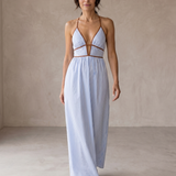 Laurina | Langes gestreiftes Kleid mit Cut-out-Ausschnitt