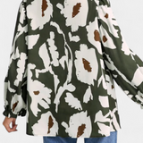 Filomena | Bluse mit halben Knöpfen und Puffärmeln im abstrakten Blumenmuster