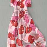 ROSA | MIDI-KLEID MIT BLUMENMUSTER